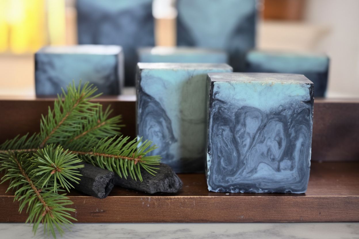 Pine & Charcoal  Goats Milk and Glycerin Soap